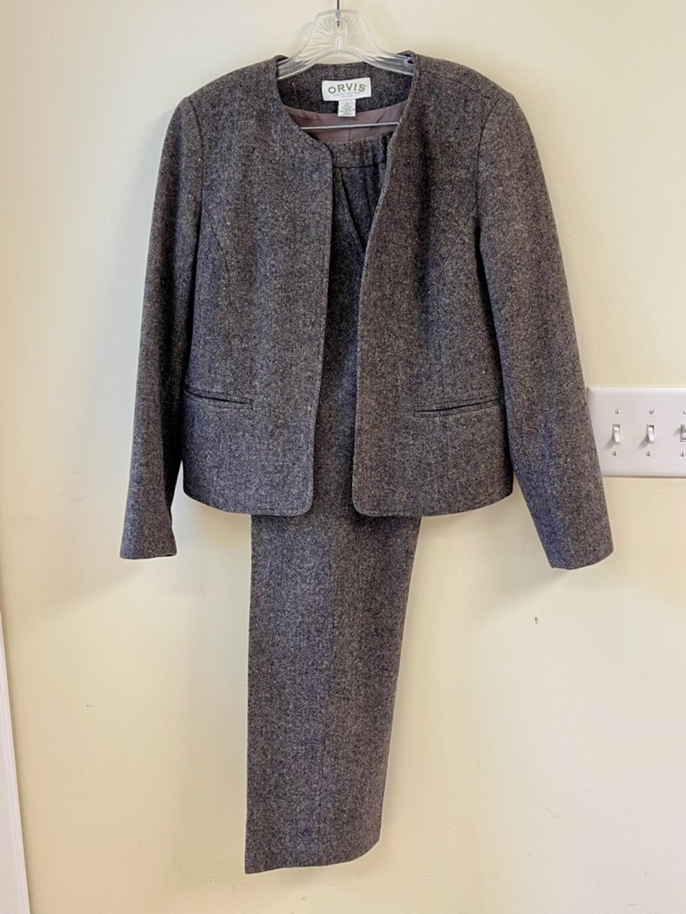 Orvis 100% Wool Tweed Suit Set Blazer Pants Size 12
